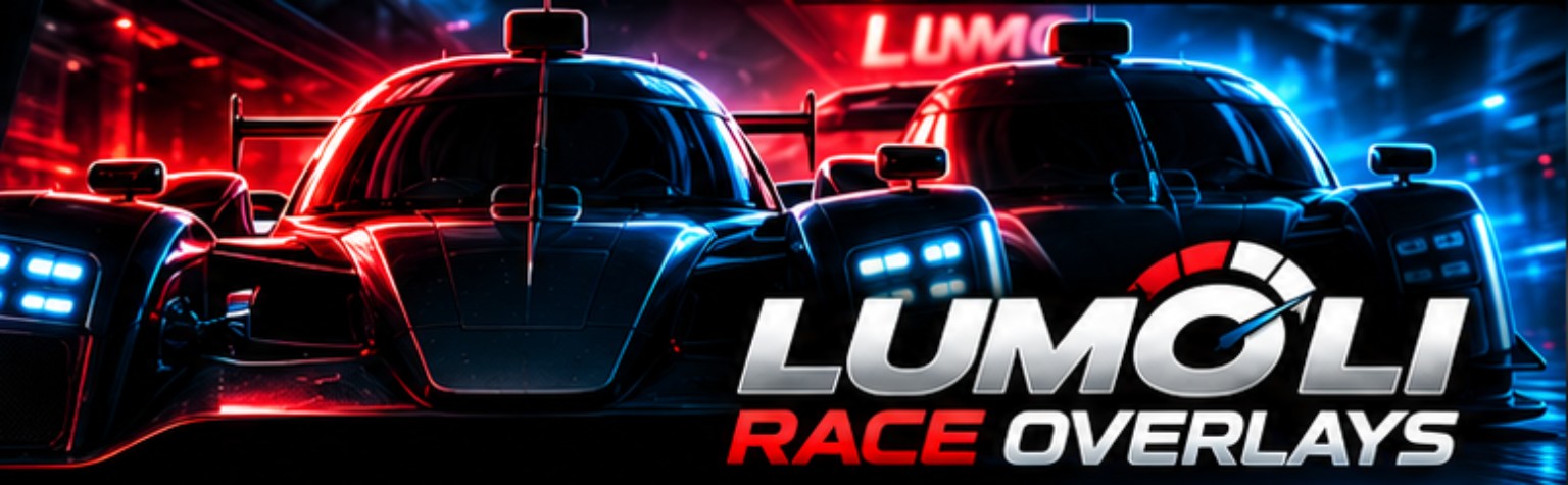 Banner oficial de LUMOLI RACE OVERLAYS con prototipos de competición